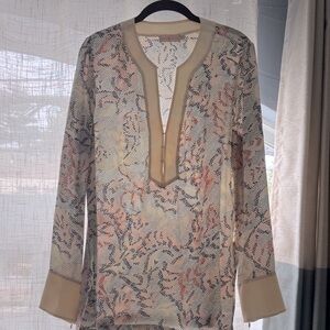 Tory Burch Cream and colors silk tunic